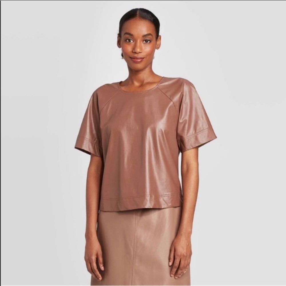 Prologue faux leather crop top